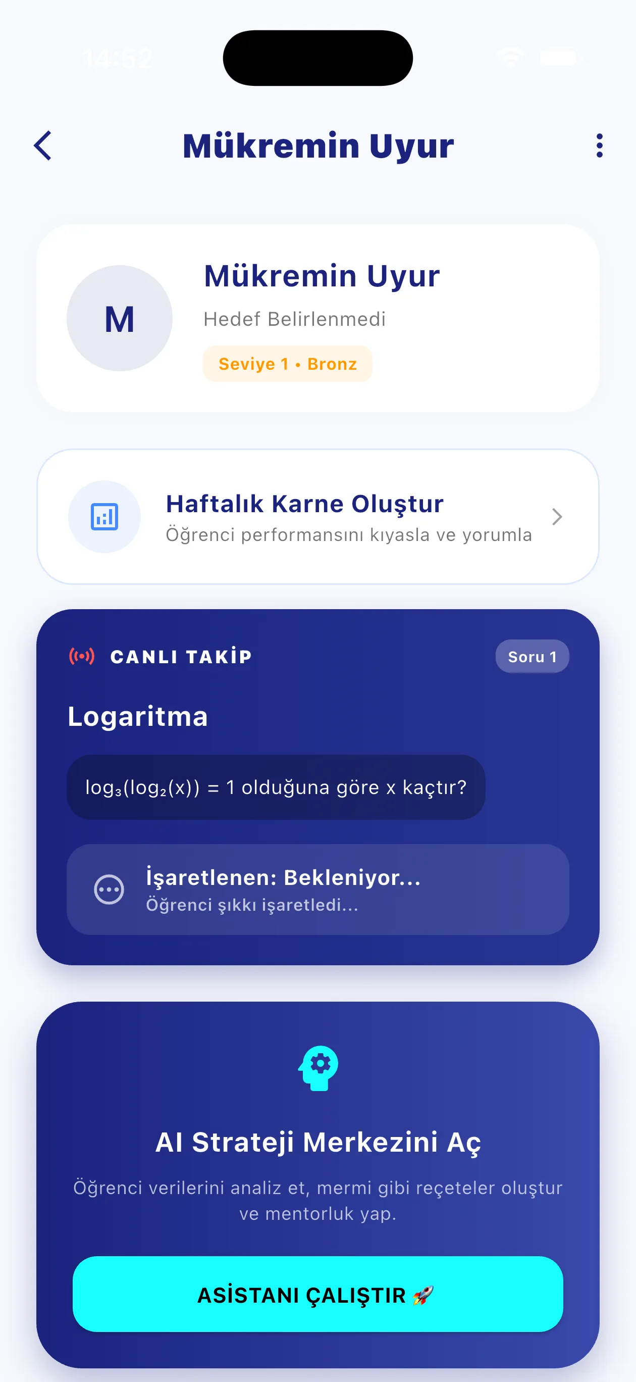 Hoca canlı öğrenci takip ekranı